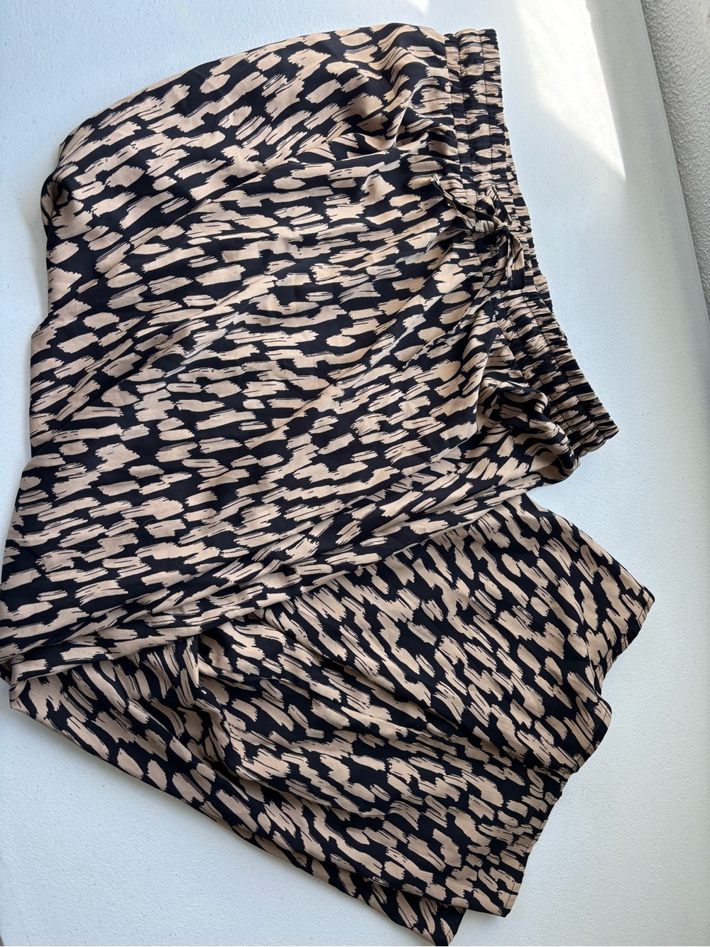 Black and Beige Printed Maxi Skirt